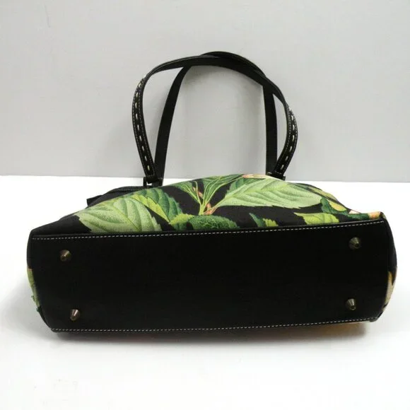 Vintage Isabella Fiore Cherry and Floral Beaded Topstitched Black Leather Bag - Picture 4 of 7